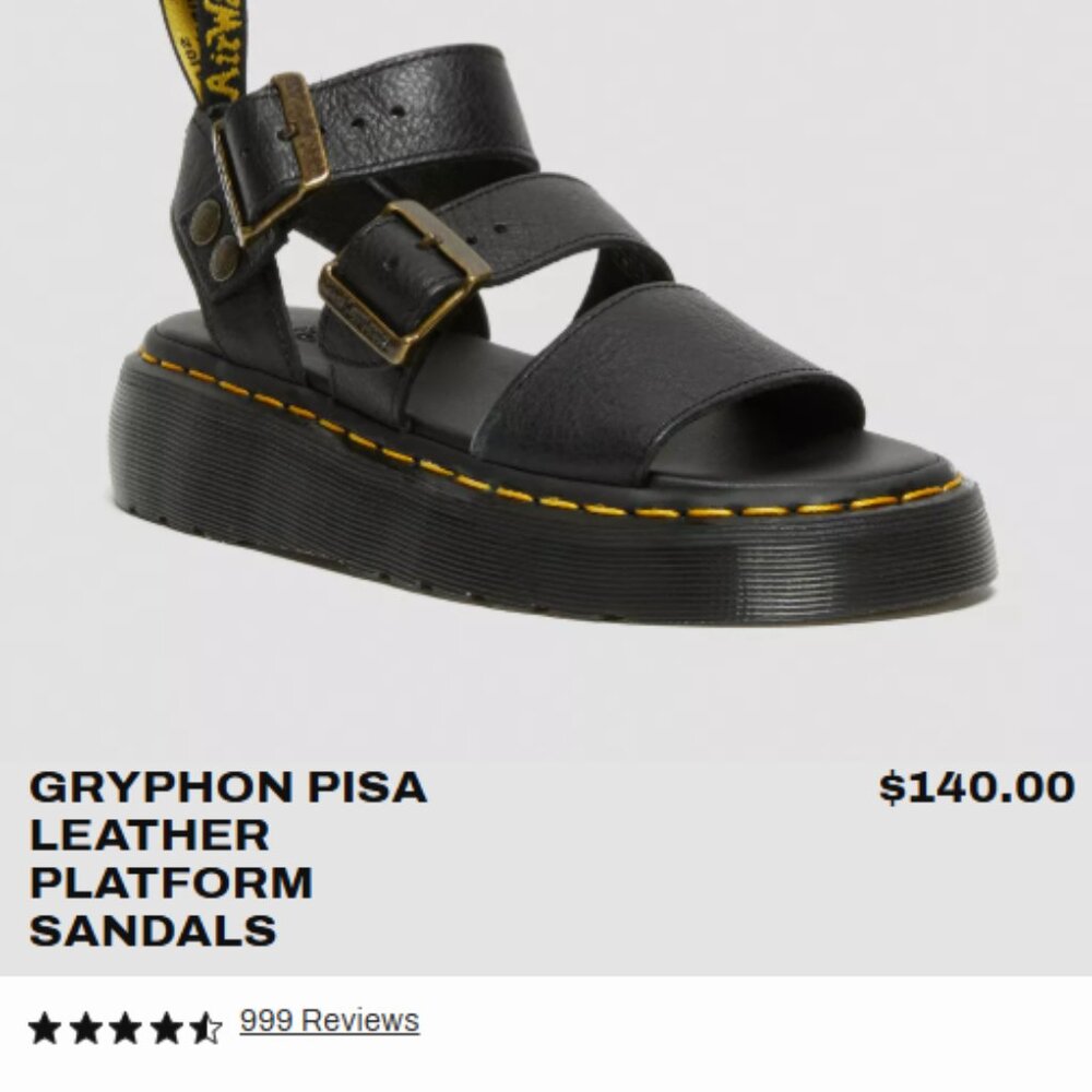 Dr Martens Gryphon Pisa Leather Platform Sandals